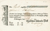 Zier-Postschein von Öhringen W 32, Postkutsche nach rechts mit Hund. Zier-Postschein von Öhringen W 32, Postkutsche nach rechts mit Hund.